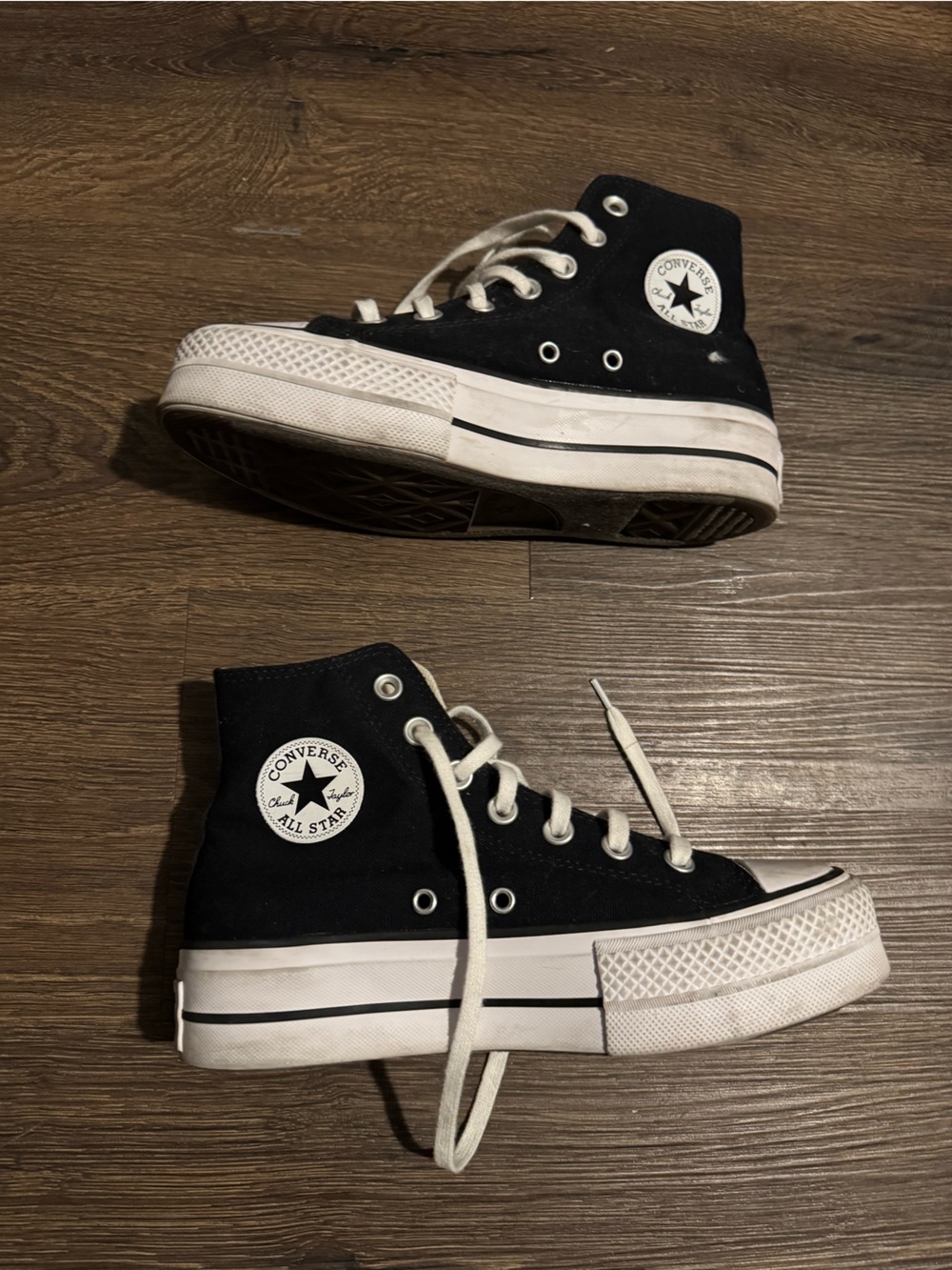 Converse Black White Platform Chuck Taylor All Star High Top Sneakers